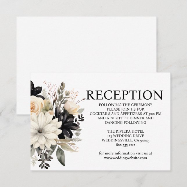 Kort för svartvit bröllop (Fram/baksida)