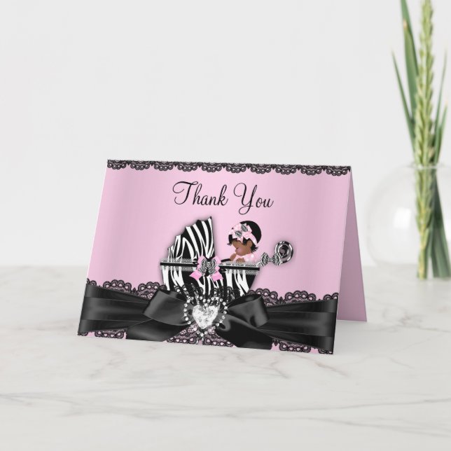 Kort för tack för afrikansk amerikansebrababy (Framsida)