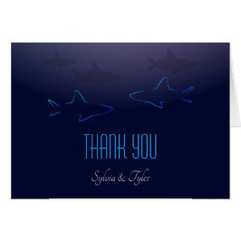 Kort för tack för blåtthajbröllop