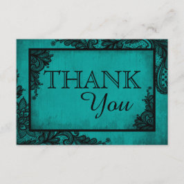 Kort för tack för bröllop för krickasvartsnöre