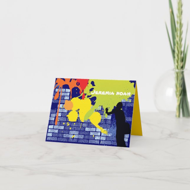 Kort för tack för grafittikonstnärpub bat mitzvah (Framsida)