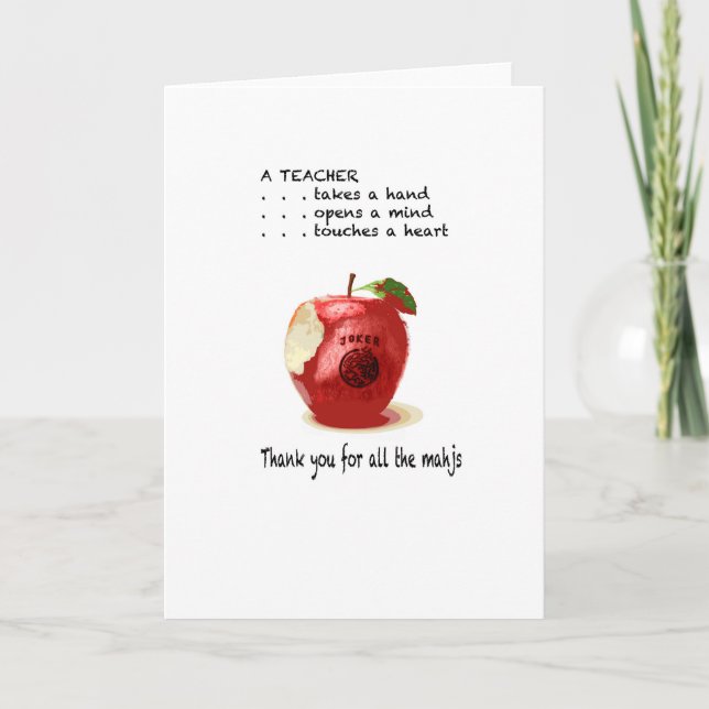 Kort för tack för lärareMah Jongg (Framsida)