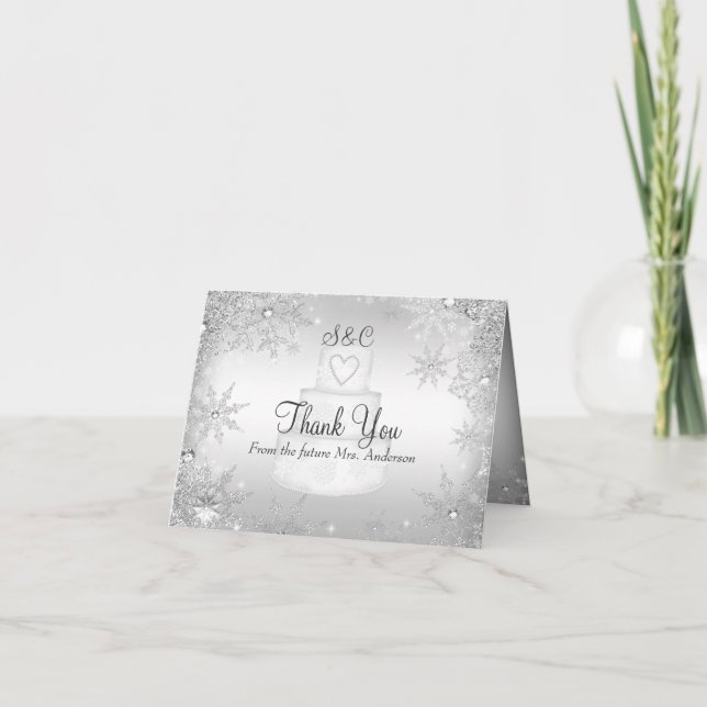 Kort för tack för Monogrambröllopstårtamöhippa (Framsida)