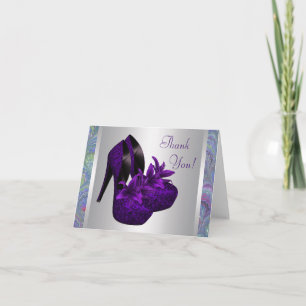 Kort för tack för Orchidhögklackar purpurfärgade