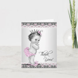 Kort för tack för Princess baby shower för vintage