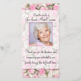 Kort för tack för rosa rosfotosympati