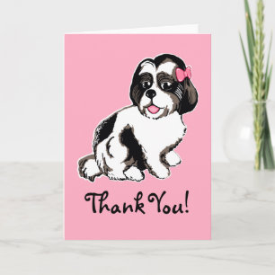 Kort för tack för Shih Tzu valp rosa