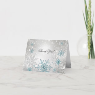 Kort för tack för Snowflake för blåttsilver