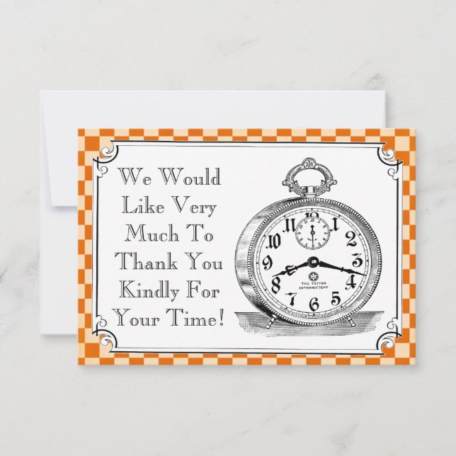 Kort för tack för Steampunk schackbrädebröllop (Framsida)