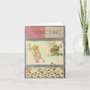 Kort för tack för vintagePatchworktäcke i rosor