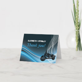 Kort för tackkort för bröllop för blåttvägbiker