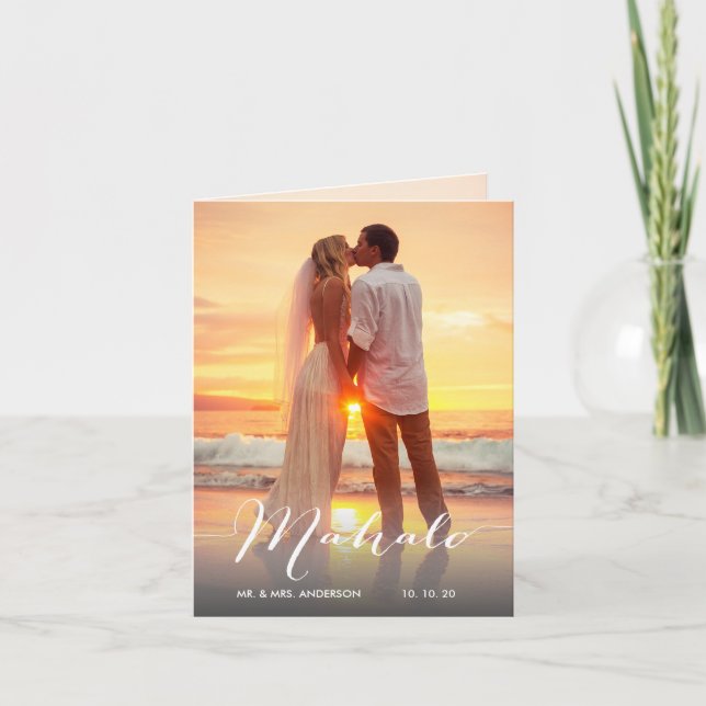 Kort för tackkort för Mahalo 2 fotobröllop (Framsida)