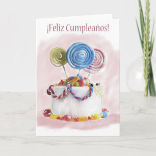 Kort för tårta för ¡ Feliz Cumpleaños spanskt