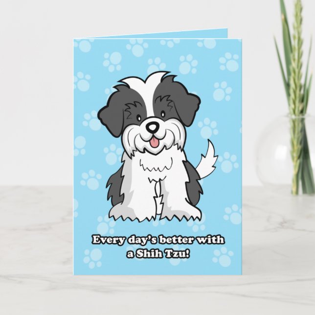 Kort för tecknadShihTzu hälsning (Framsida)