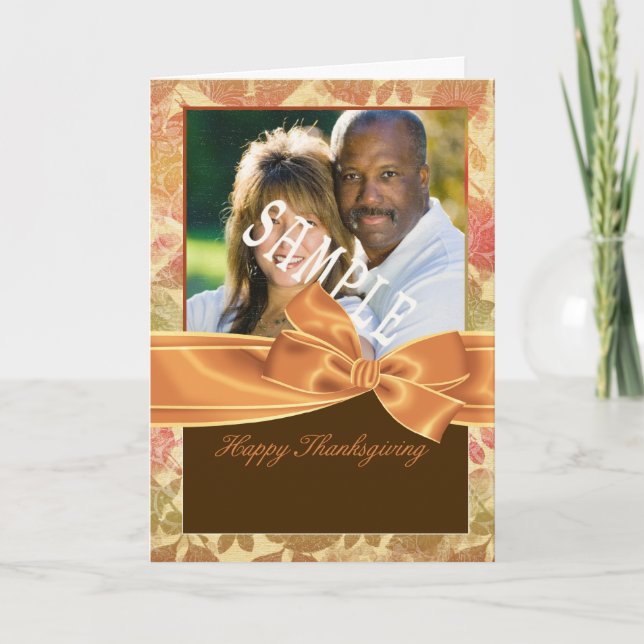 Kort för thanksgivingfotohälsning med höst färger (Framsida)