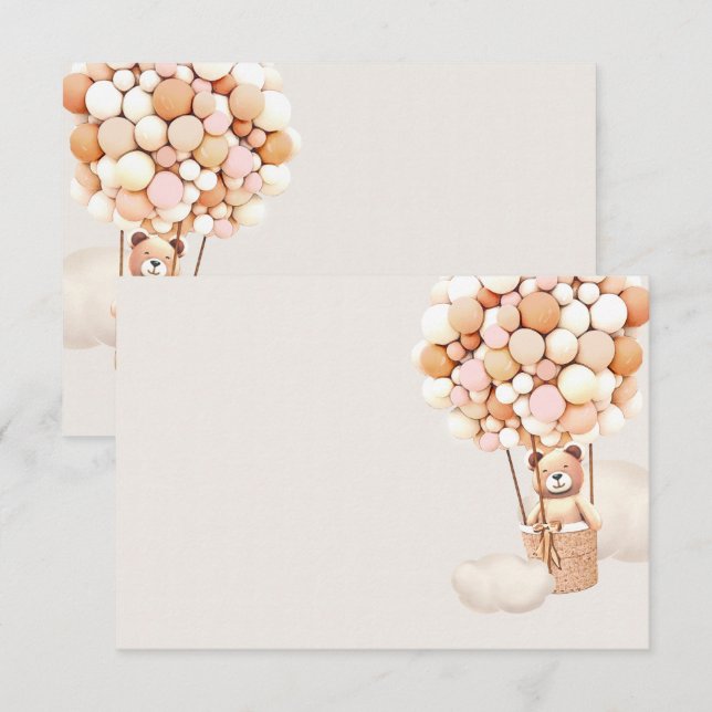 Kort för tomt hölje för rosa Bear Balloths (Fram/baksida)