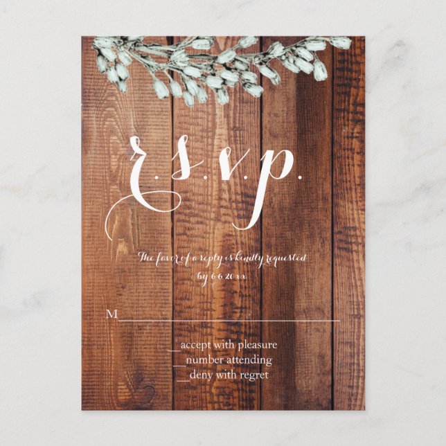 Kort för träskorpa blommigt bröllop r.s.v.p. (Framsida)