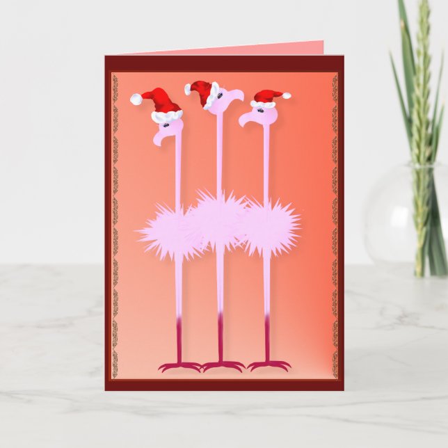 Kort för tre julFlamingos (Framsida)