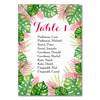 Kort för tropiska blommor, vattenfärg, bröllop bor