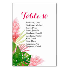 Kort för tropiska blommor, vattenfärg, bröllop bor