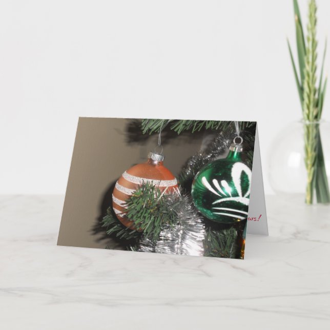 Kort för två antika Julgran-prydnadsföremål (Framsida)