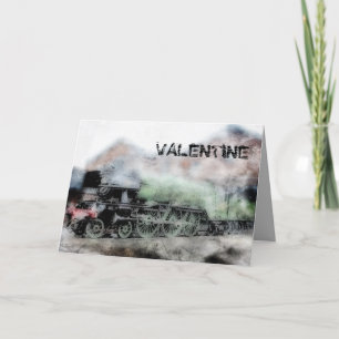 Kort för valentin för tåg för ånga för