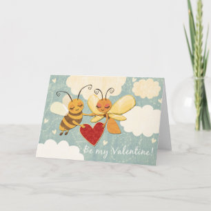 Kort för valentinbi- & fjärilshälsning