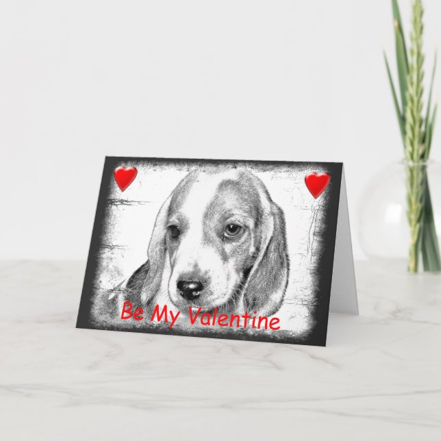 Kort för valentines day för Beaglevalphund (Framsida)