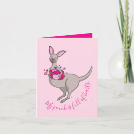 Kort för valentines för stolligkänguruhjärtor