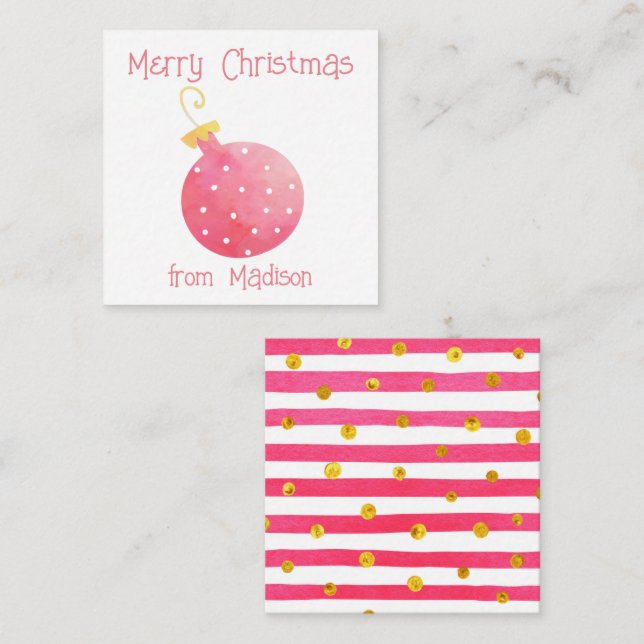 Kort för vattenfärg Ornament julklapp (Fram/baksida)