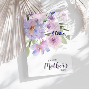 kort för vattenfärgen blommigt lycklig mors dag
