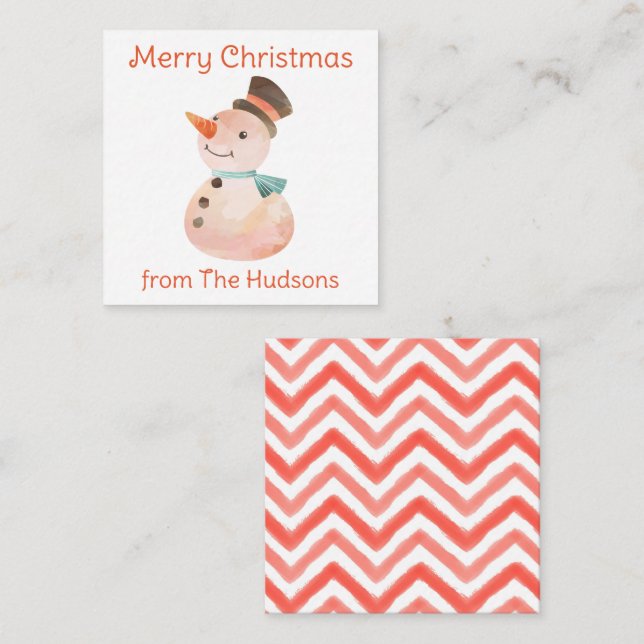 Kort för vattenfärgshölje i julklapp i Snögubbe (Fram/baksida)