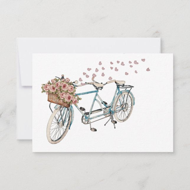kort för vattenfärgstandem-cykel (Baksida)