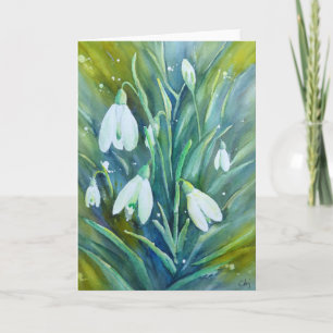 Kort för vattenfärgvår blommorSnowdrops hälsning
