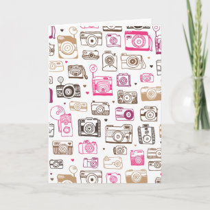 Kort för vintage för klotterfotokamera (blanco
