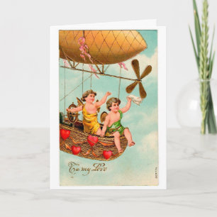 Kort för vintageAirshipvalentin