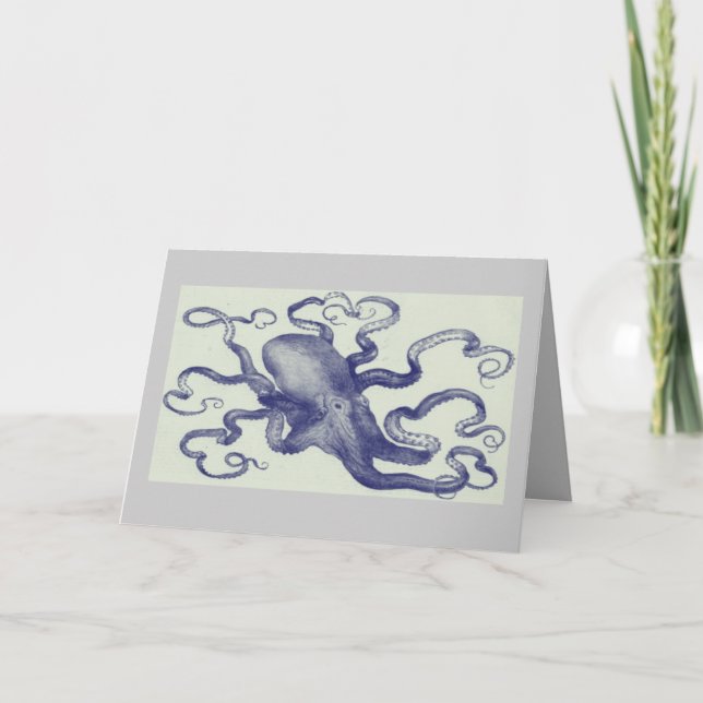 kort för vintageblåttbläckfisk (Framsida)
