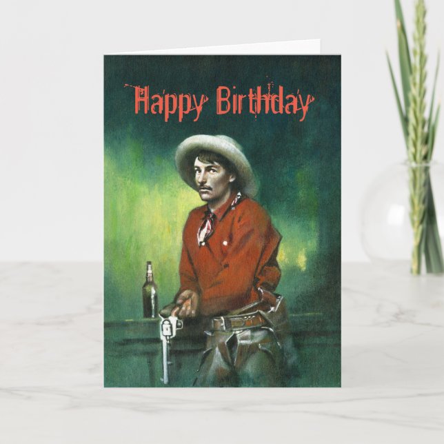Kort för vintageCowboyfödelsedag (Framsida)