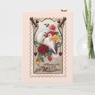 Kort för vintageduva- och rovalentin
