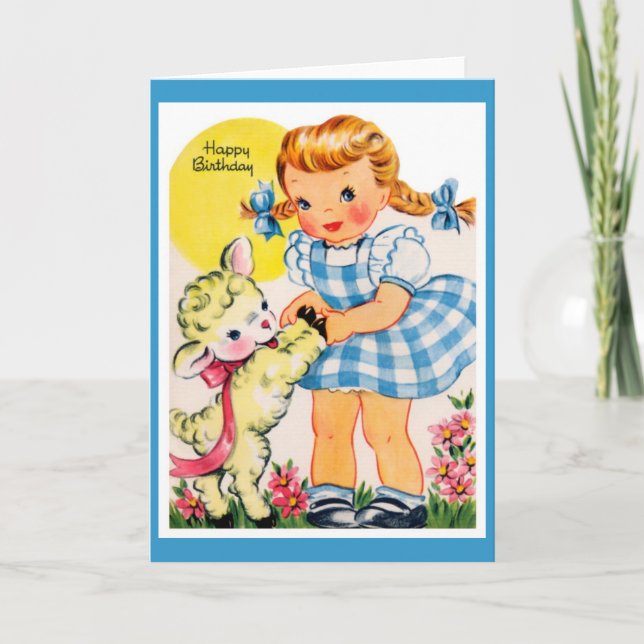 Kort för vintageflickahälsning (Framsida)