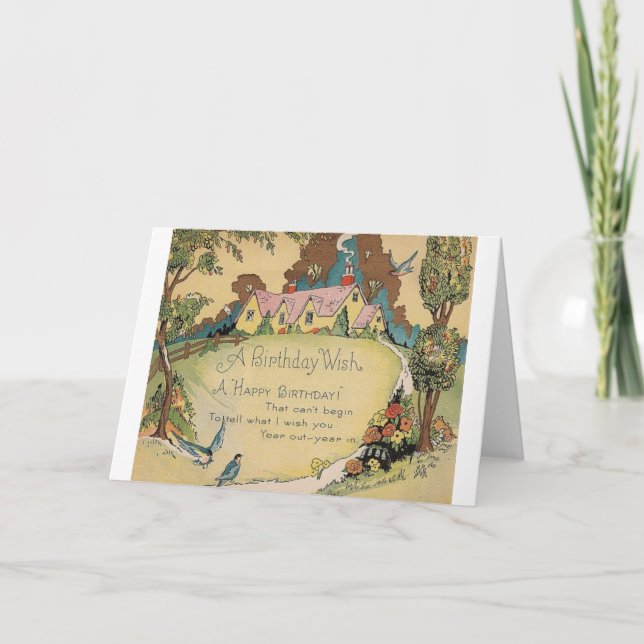 Kort för vintagefödelsedaghälsning (Framsida)