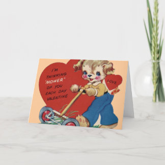 Kort för vintagegräsklippningsmaskinvalentin