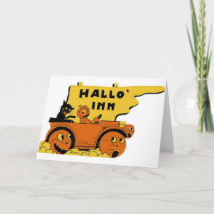 Kort för vintageHalloween hälsning - Hallo