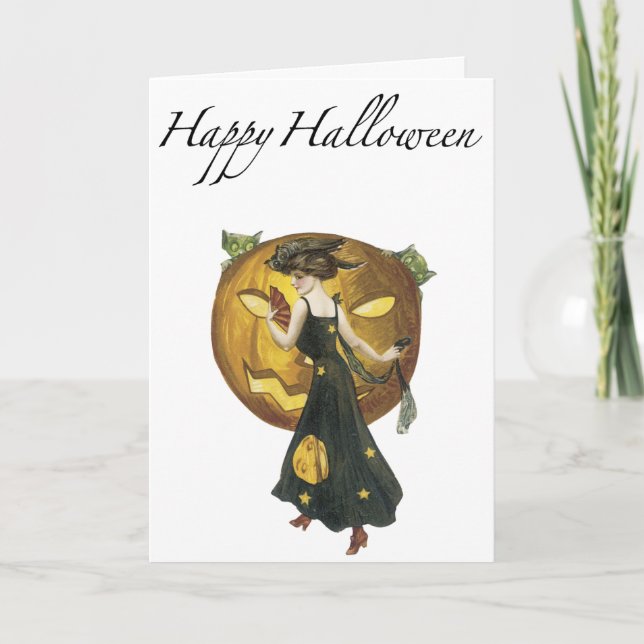 Kort för vintageHalloween hälsningar (Framsida)
