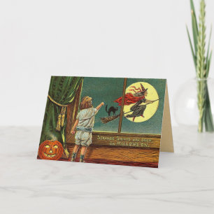 Kort för vintageHalloween häxa