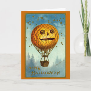 Kort för vintageHalloween luftballong