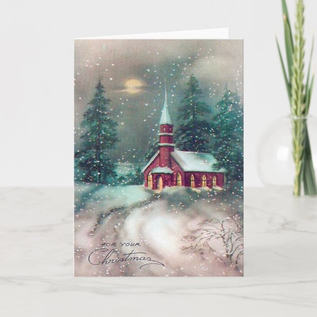 Kort för vintagejulhälsning (Framsida)