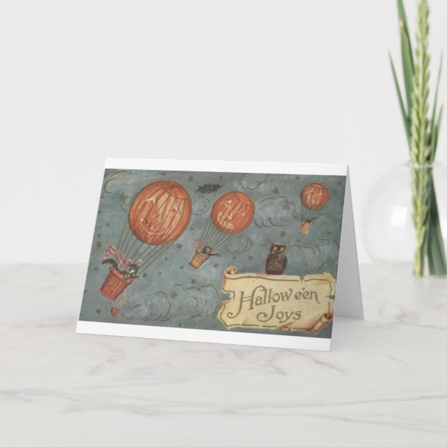 Kort för vintagekattHalloween hälsning (Framsida)