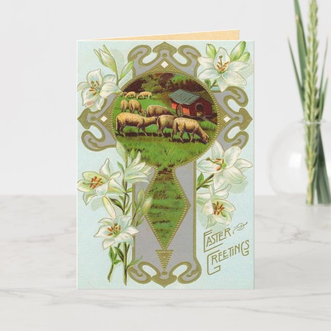 Kort för vintagepåskLamb (Framsida)