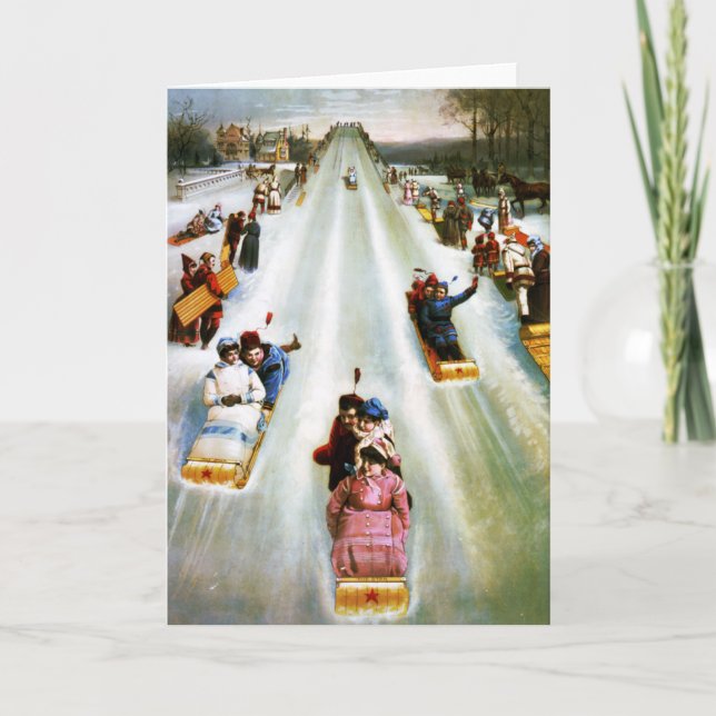 Kort för vintagestjärnaTobogganing dag (Framsida)